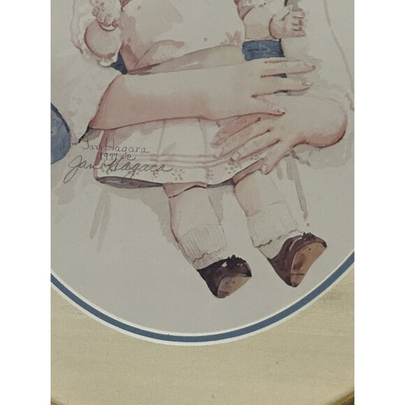 Jan Hagara Oval Frame Matted Art Girl & Doll Romantic Victoriana ‘77 Cottagecore - Picture 4 of 16